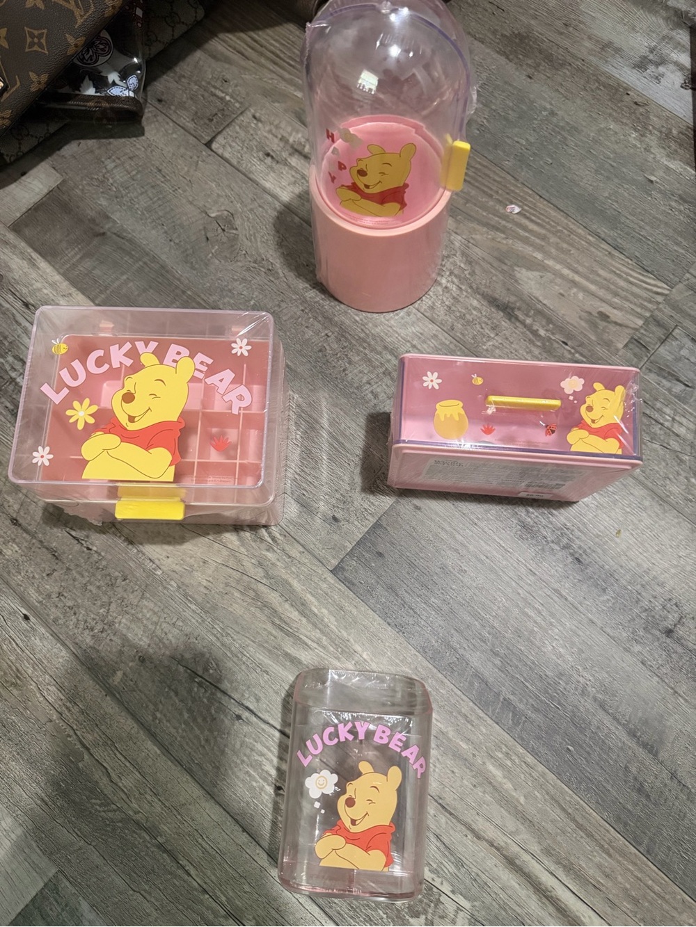 Pink Winnie-Style Toy Storage Set